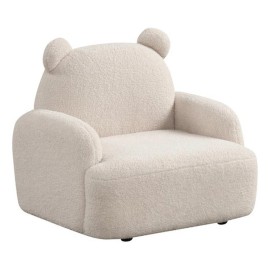 Lilola Home Raelynn 25.5"W Beige Sherpa Fabric Bear-Shaped Kids Armchair