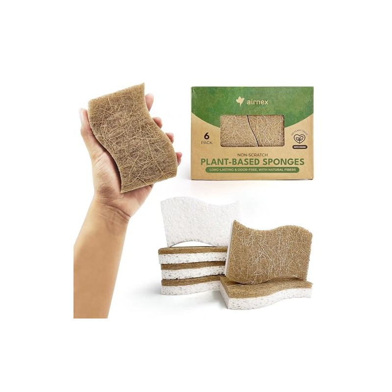 AIRNEX Esponja de Cocina Natural Biodegradable – Esponja de celulosa