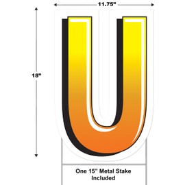 Beistle Letter U Yard Sign with Metal Stakes