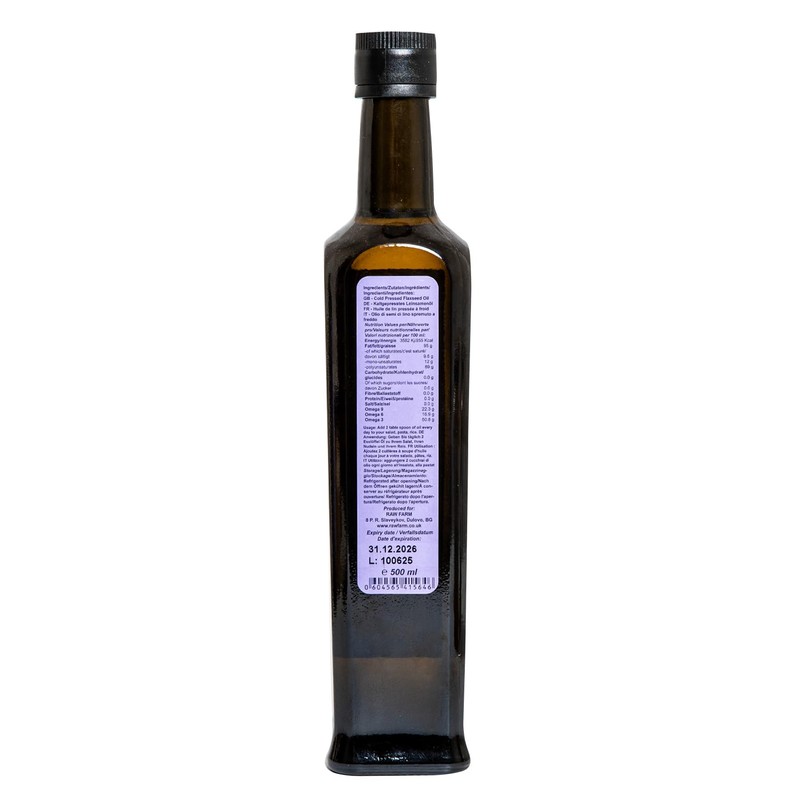 500 ml Flaxseed Oil – Cold Pressed, Omega-3 Rich –