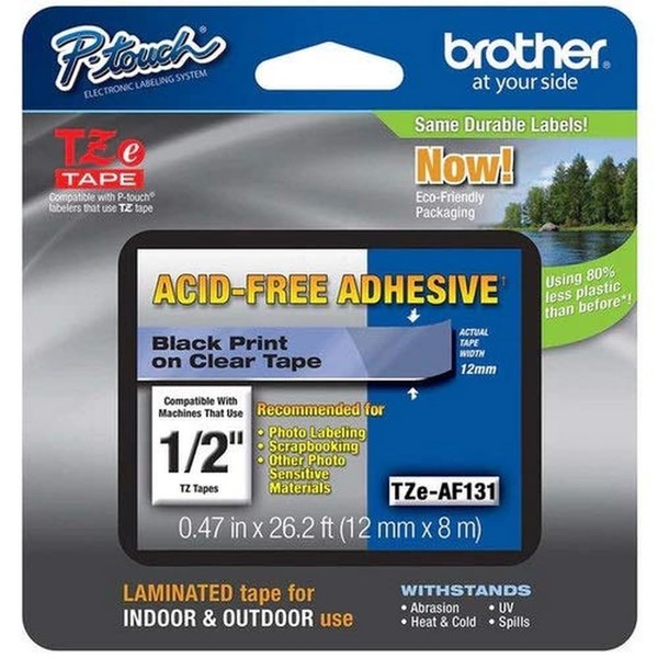 Brother Original P-touch TZE-MQG35 Klebeband, 1,2 cm breit, Standard-Laminierband, Weiß