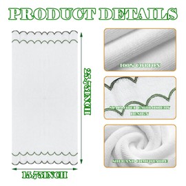 laoyuandamai 4 Pcs100% Cotton Hand Towels for Bathroom，15.75 x 27.56 Inch Scalloped Hand Towels Embroidered Decorative 500 GSM Soft Absorbent Bath Towel for Bathroom Hotel Spa Sport Yoga (Sage)