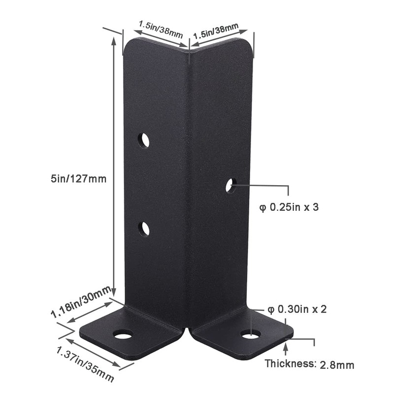 Wpbhk 4Pcs Adjustable Deck Post Anchor Base Brackets Fit 1.5x1.5,2x2,2x4,4x4