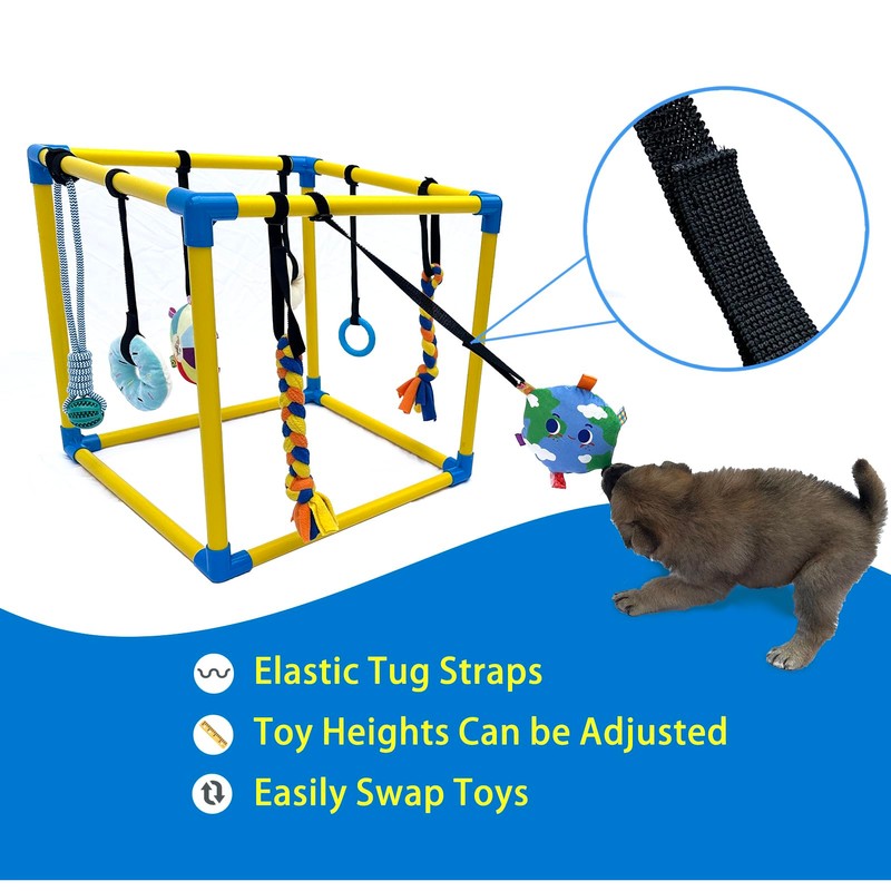 Dewonch Puppy Play Gym with 8 Hanging Toys, Small Dogs