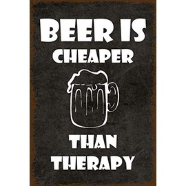 Schatzmix Bier is Cheaper Than Therapy Metallschild 20x30 Deko tin Sign Blechschild, Blech, Mehrfarbig, 20x30 cm