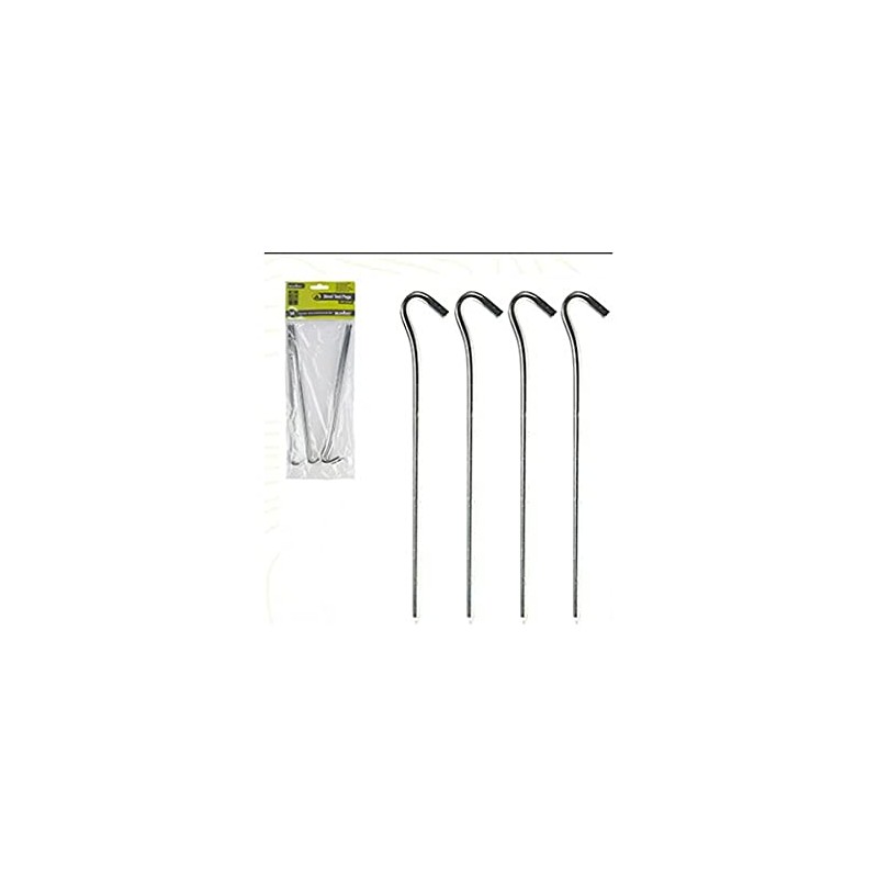Summit 4 Pack of Steel Hook Pin Tent Camping Pegs