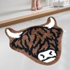 Prozebii Cute Highland Cow Print Bath Rug, Scottish Long Horn