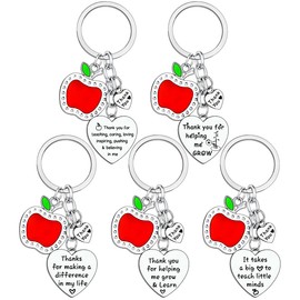 MADHAHEFU Teacher Gifts 5PCs Teacher Keyrings Teacher Appreciation Gifts Thank You Gifts for Teacher Keyring Set Teacher's Day Gifts Teacher Birthday Gifts Retirement Gifts Graduation Gifts