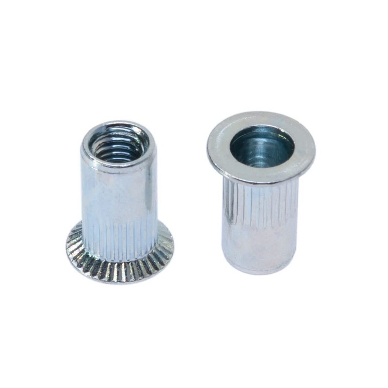 M4 Blind Rivet Nuts, Countersunk Head, Grooved Round Body, Open-Ended