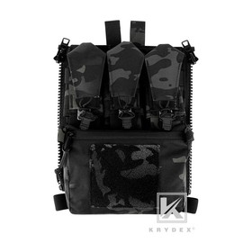 KRYDEX Tactical Zip On Assault Back Panel Banger MOLLE for FCPC V5 Plate Carrier Vest - Color: MCBK