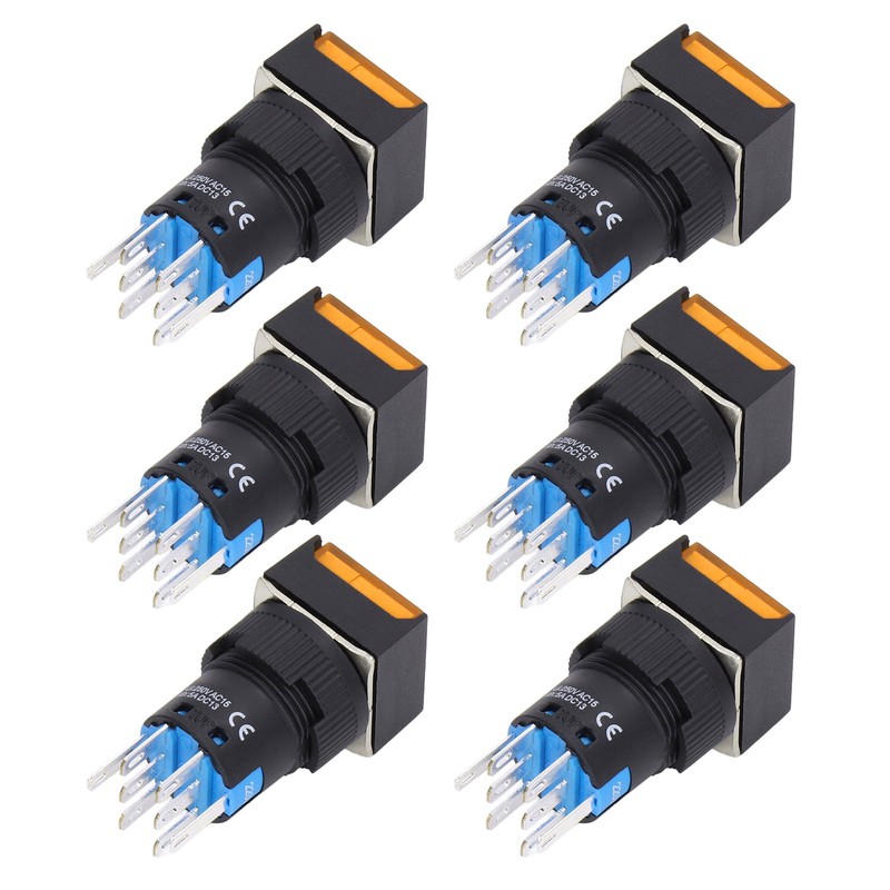25Pcs Squares Push Button Switch 8 Pin Self Locking Switches