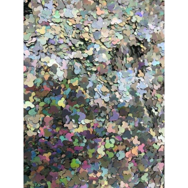 the glitters world Solvent Resistant MICKEY MOUSE Glitter (SILVER) Nail