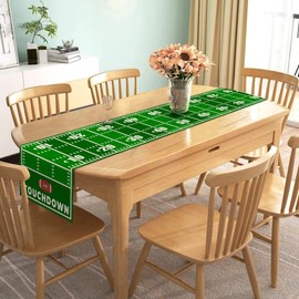 Nepnuser Linen Football Court Table Runner American Touch Down Boy Sport Birthday Party Decoration Farmhouse Home Dining Room Kitchen Table Decor (13" x 90")