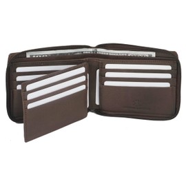 Bullz RFID Blocking Mens Leather Wallet Zip Around ID Card Window Bifold