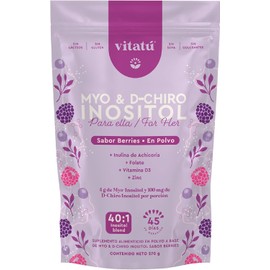 Vitatú Myo Inositol & D-Chiro Inositol Sabor Berries relación 40:1 con Folato + Vitamina D3 + Zinc, Suplemento Alimenticio en polvo diseñado para Mujeres (225 g c/u), 45 días de duración
