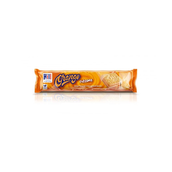 Hill Orange Creams Flavor Biscuit Assortment | Combination of Crunchy & Creamy | Classic Treat for Any Occasion - Pack of 4 x 150g