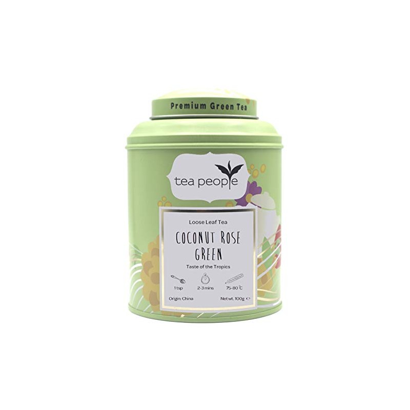 Tea People Coconut Rose Green Loose Tea Caddy 100g