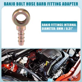 X AUTOHAUX Universal Banjo Bolt 8mm ID Banjo Bolt Hose Barb Fitting Adapter Replacement for Motorcycle Car Metal Bronze Tone
