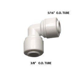 YZMSZ - Conector rápido de grado alimentario, accesorio de tubo de empuje de 3/8 a 5/16 pulgadas de diámetro exterior Reductor de codo para conectar la pieza para purificador de filtro de agua de ósmosis inversa (paquete de 10)