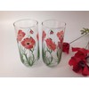Rossvar Pair of Hand Painted Red Poppy Design Hi-Ball Glasses