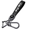 Annloysky Black Carbon Fiber Leather Metal Car Keychain Keyring Compatible