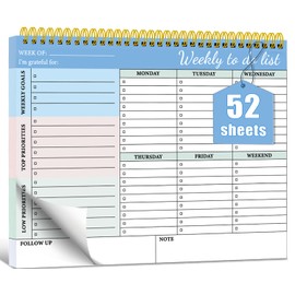 BLESWIN Weekly Planner Pad, To Do List Pad Undated 52 Sheets, 8.5" x 11" Weekly Planner Notebook Organizers, Desk Planner for Work, Appointments, Schedule, Productivity