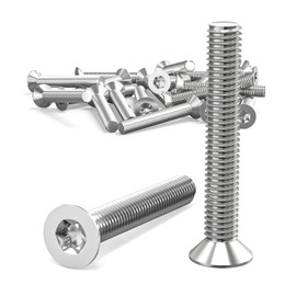 Wavanta 20Pcs M6 Bolts, M6 x 40mm Countersunk Torx Bolts Screws, Flat Head Trox Drive Machine Bolt, 304 Stainless Steel, Full Thread