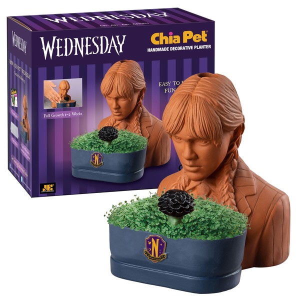 Chia Pet Wednesday with Seed Pack, Decorative Pottery Planter, Easy to Do and Fun to Grow, Novelty Gift, Perfect for Any Occasion