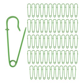 M METERXITY 60-Pack Large Safety Pins, 2.5" Spring Lock Pins Blanket Bulk Pins for Fashion/Clothes/Sewing/Quilting/Upholstery/Laundry/DIY Craft/Decorative, Big Safety Pins [Green]