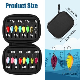 HOTUT Fishing Lures Fishing Spoons Lures Hard Baits, 16 PCS Fishing Baits Kit Sequins Spinner Fishing Lures with Hook, Lifelike Metal Fishing Bait Set, for Trout Pike Bass Crappie Walleye 2.5g 3.5g 5g