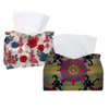 2 Pack Tissue Box Cover Holder, Flowers Ornate Zentangle Texture