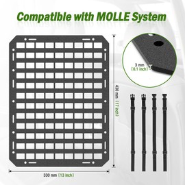 Velfree Rigid Molle Panel for Vehicles, Widely Compatible Tactical Car Seat Back Organizer with Adjustable Straps, Versatile Truck Mount Rack Panel for Tactical Gear Accessories. (Black-1Count)