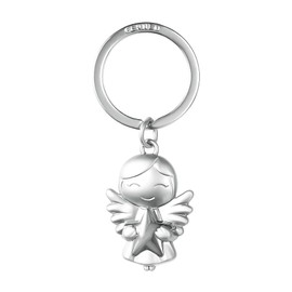 GERNEO® Guardian Angel Keyring Emilia - Lucky Charm with Star in Gold, Rose Gold or Silver, silver