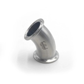 Unbranded 1-1/2" Sanitary Ferrule Elbow 45 Degree Pipe Fitting SS304 Tri Clamp