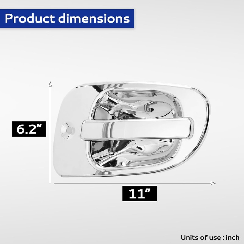 Easyinst Chrome Exterior Door Handle Cover Right Fit for 2008-2017