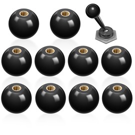 ITSOGOO Pack of 10 M8 x 32 mm Ball Knobs, Black Ball Knobs, Ball Handle with Built-in Copper Thread, Round Ball Bakelite Lever Knob for Machine Tool Replacement