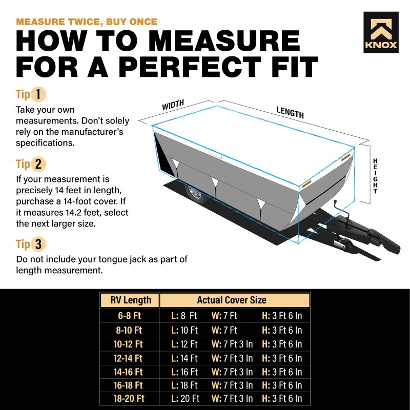 KNOX 3rd Gen Pop up Folding Camper RV Cover, Anti-Tear