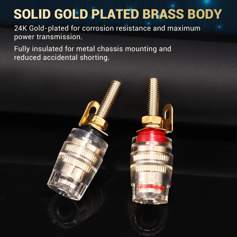 Facmogu 2 Pairs Mini Gold Plated Insulated 5-Way Binding Post
