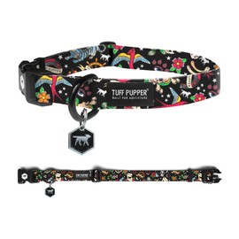 Tuff Pupper Premium Adjustable Dog Collar for Small Boy Dogs, Stylish Pattern Collars Designed in USA, Quick Release Buckle, RebelBlack Print for Male Dogs, Small (0.7 Inch Wide x 8-12 Inch Neck)