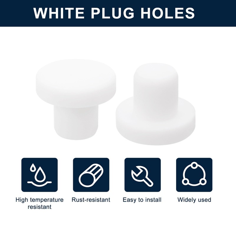 sourcing map 16 Pieces White Rubber Stopper, 9mm Plug Holes