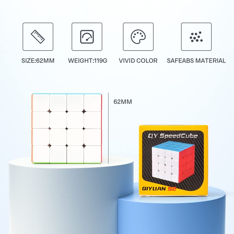 TOYESS Speed Magic Cube 4x4 Stickerless, Smooth Magic Cube 4x4x4,