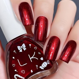 KAHSOSE Pearl Burgundy Gel Polish Fast Drying, Dark Red Sparkle Nail Polish, Blood Red Nail Polish Quick Dry, Deep Red Gel Nail Polish Shimmery, Bright Maroon Gel Polish for Women & Girls, 0.4 Fl Oz