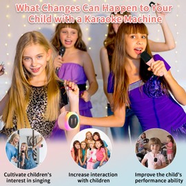 Mini Karaoke Machine for Kids Adults，Portable Bluetooth Karaoke Speaker with 2 Wireless Microphones，Toys Birthday for Girls 4,5,6,7,8,9,10,11,12+ Years (Pink)