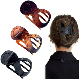 Dinghaole 3pcs Non-Slip Hair Claws,Hair Clips for Thick Hair Women,Non-Slip Side Slid Flat Hair Clips,French Matte Hair Clips,banana hair clip,3 Colors Hair Accessories for Girls and Women