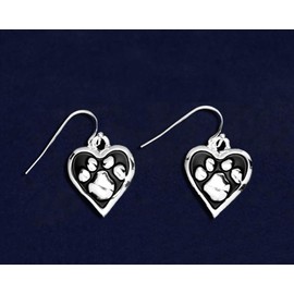 Paw Print Heart Earrings (10 Pairs of Earrings Individually Bagged)