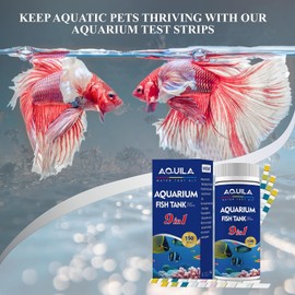 Aquarium Water Test Kit 9-in-1, Aquarium Ammonia Test Strips for Fish Tanks | for Fish Ponds, 150CT Fresh and Salt Water Test Strips for pH Total
