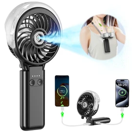 HandFan 5200mAh Upgraded Personal Misting Fan, Rechargeable Handheld Mister Fan, Spray Water Mist Fans, Portable Cooling AC, Electric Mini Hand Fans for Beach Travel Outdoors(Black)
