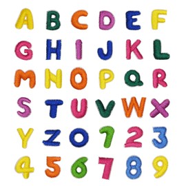 MUNCVY Patch, Iron, Applique Applique, DIY Clothes, Alphabet and Number, Motif, Super Mini, Cute, Decorative, Boys, Girls, Nursery School, Kindergarten, Patch, Repair, Set of 36, Clothes, Yukata,