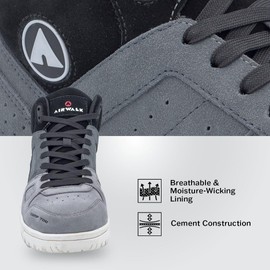 Airwalk Mongo Mid Top Composite Toe Men’s Industrial Work Shoes, Grey/White, Size 13, Wide, Comfortable & Light Work Shoes for Men, Electric Hazard, Slip Resistant