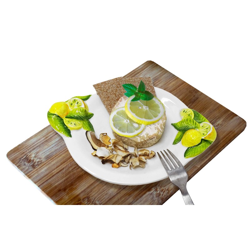 Lashuma Handmade Round Breakfast Plate Italian Ceramic Lemon Design Dinner